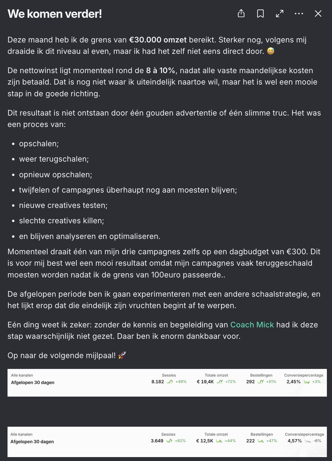 Bericht van Mike in de community