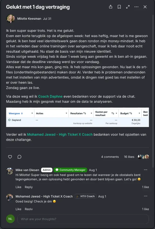 Bericht van Milotte in de community