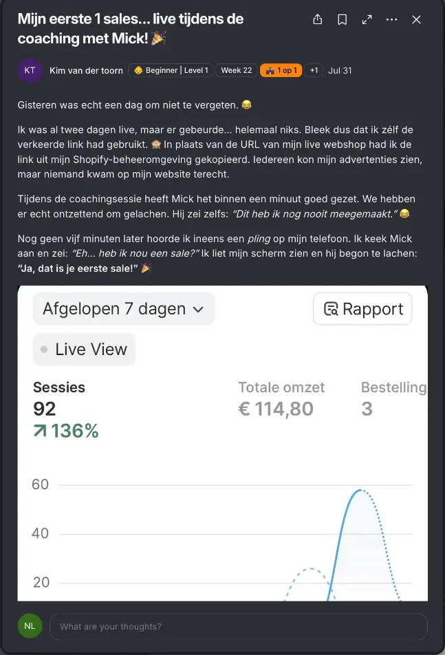 Bericht van Kim van der Toorn in de community