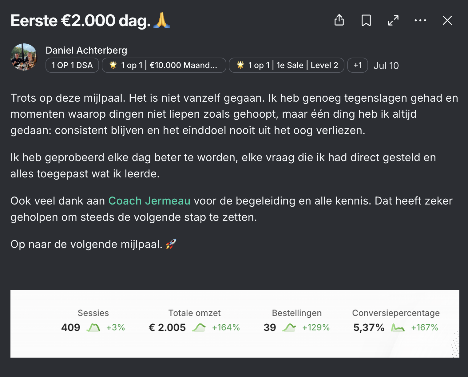 Bericht van Daniel in de community
