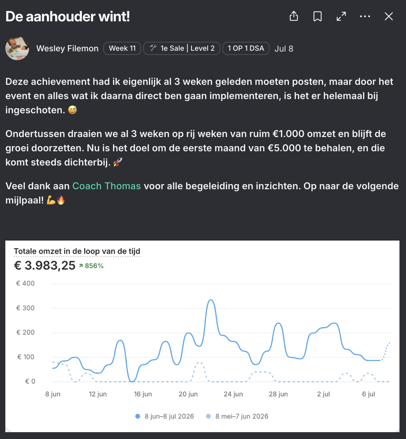 Bericht van Wesley in de community