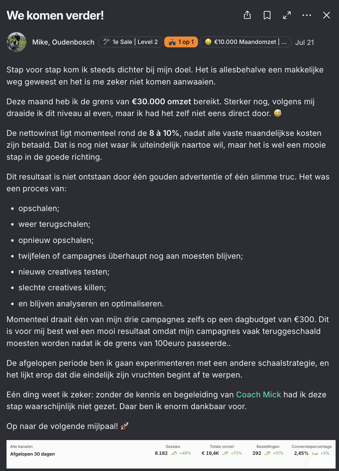 Bericht van Mike in de community